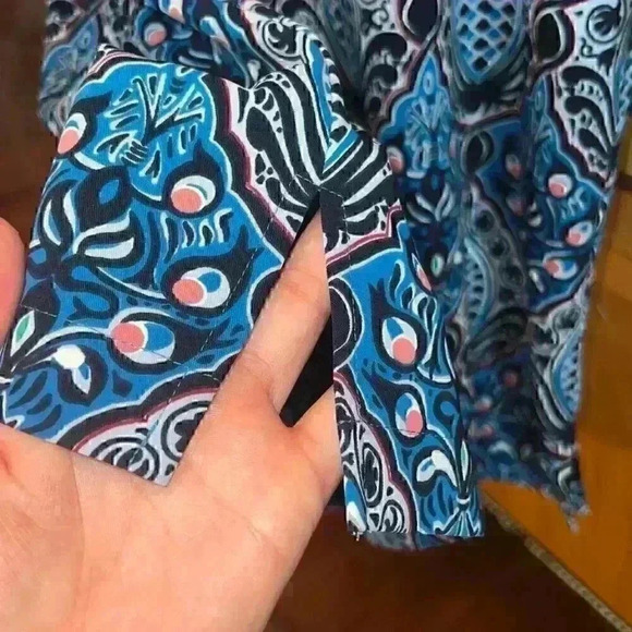 Loft Electric Sapphire Baroque Print Midi Dress Blue Size Small Side Slit - Picture 12 of 12